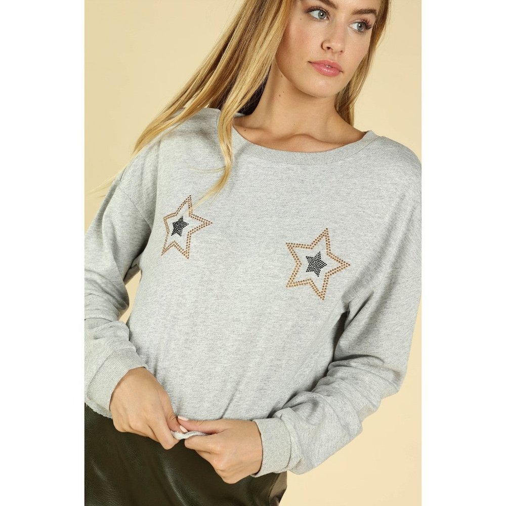 Honey Punch Jeweled Star Cropped Top